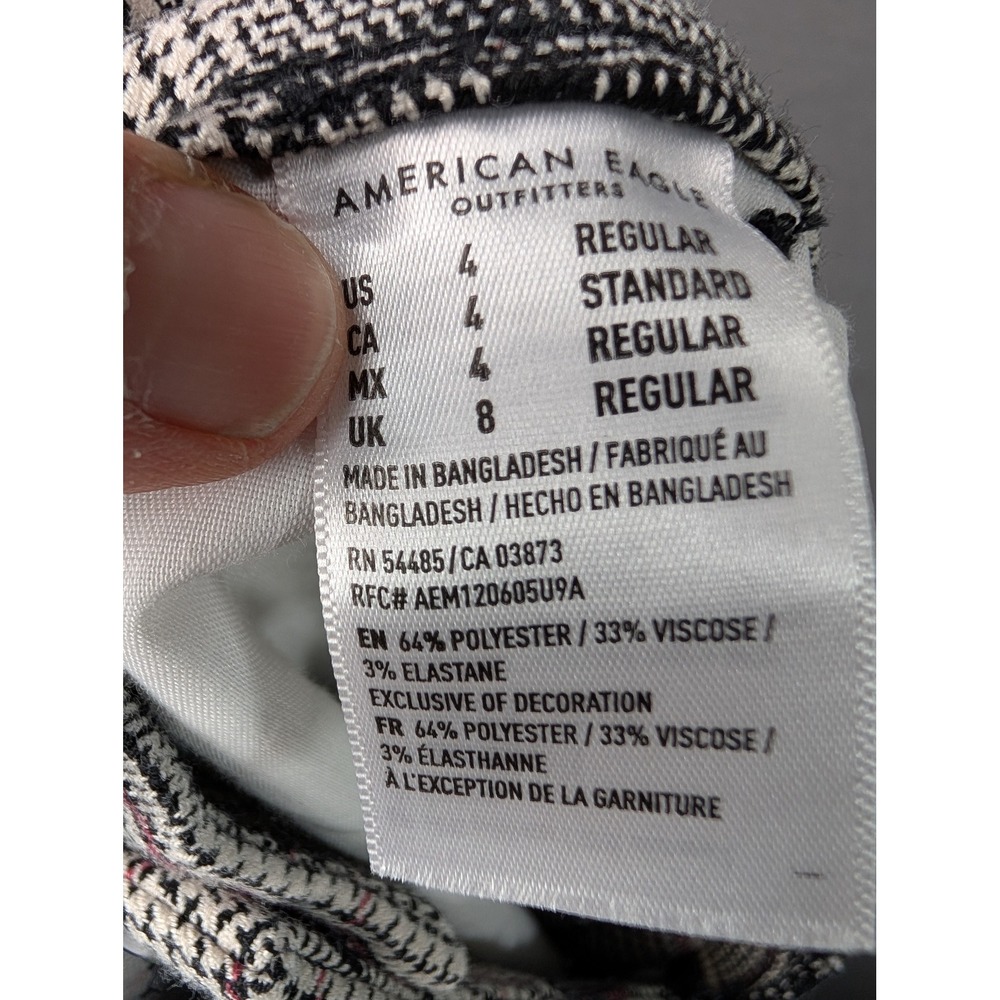 American Eagle Plaid Slim Trousers Gray Red Check Stretch Pants 4 Regular - Picture 8 of 9
